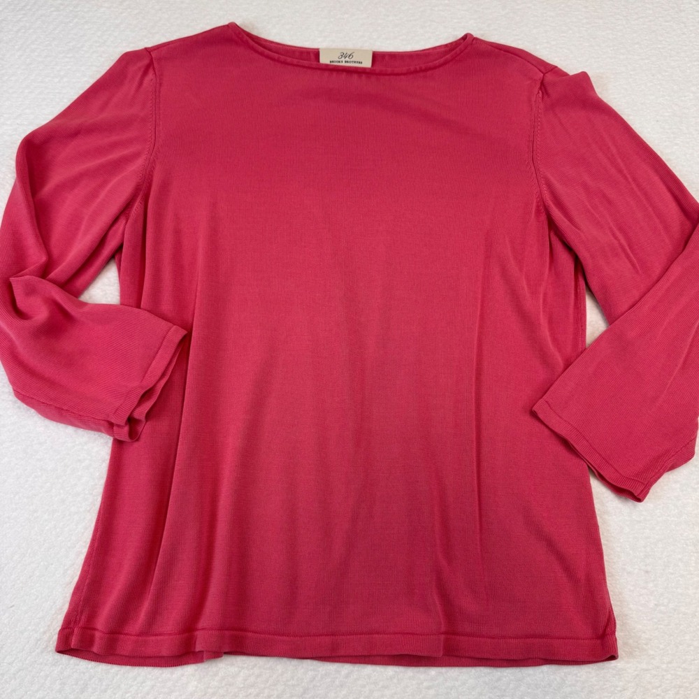 346 Brooks Brothers Women's‎ Pink Silk Long Sleeve Sweater Top Size L